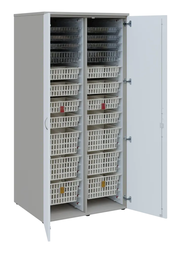 EUROMEDICA D - 90 skříň léková boxová, 2-dveřová, 1950x900x735, korpus šedý, dvířka bílá